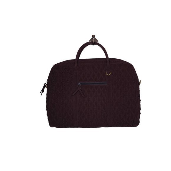 Vera Bradley Quilted Brown Microfiber Computer Laptop Bag Commuter Briefcase - Picture 2 of 4
